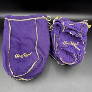 Crown Royal Purple Drawstring Bag Lot 2 Sizes Gold Trim Velvet Feel Set Of 24